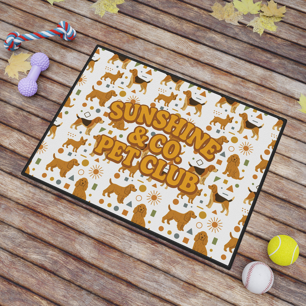 Sunshine & Co. Pet Club Mat — Cute Retro Dog Pattern 18x24 Pet Mat